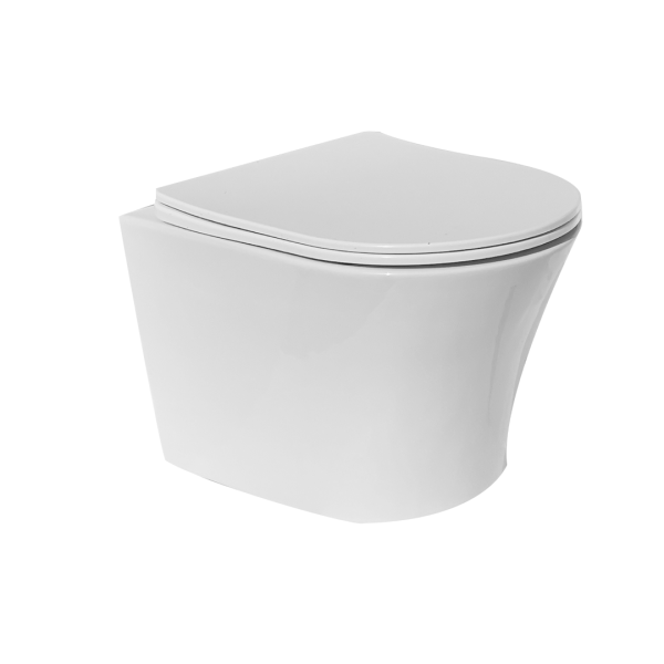 INTER CERAMIC WC SET VISEĆA WC ŠKOLJKA BEZ RUBA, ZIDNI ODVOD S SOFT CLOSE/QUICK RELEASE WC DASKOM 37X37X48CM PORCULAN/DUROPLAST BIJELA 2/1 - Slika 4